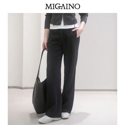 曼娅奴女装秋冬新款街头风高腰直筒运动休闲裤MP42BC018