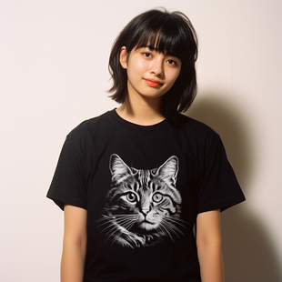 光和影 back猫 凡物制2023年新款 纯棉男女款 T恤 Cat 百搭短袖