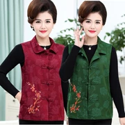 Phụ nữ trung niên vest vest mùa xuân mẫu trung niên nữ quốc gia gió thêu vest mẹ đầm áo cỡ lớn - Áo vest