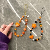 创意橙色INS高级星星酷甜美潮玩钥匙扣挂绳挂链手机链CCD原创定制