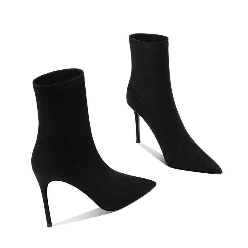 瘦瘦靴细跟尖头百搭短靴秋冬新款