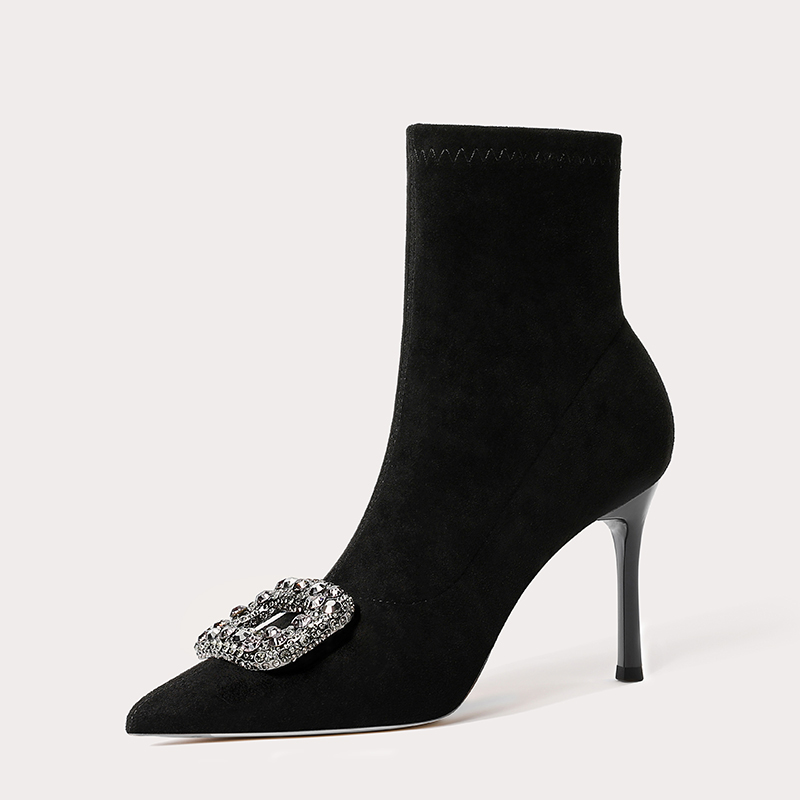 细跟尖头瘦瘦短靴女2025秋冬新款