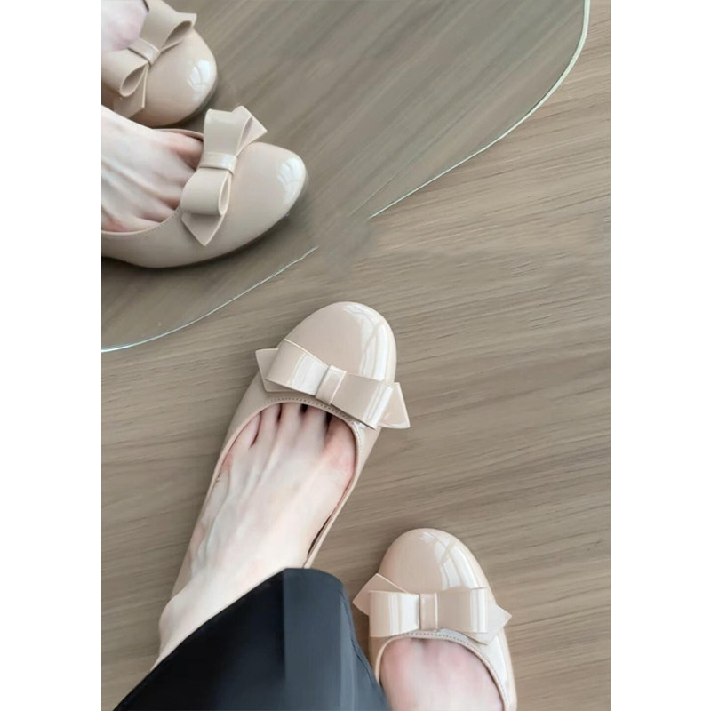 小个子内增高裸色单鞋女款2026新款夏季蝴蝶结通勤百搭平底芭蕾鞋,女鞋,浅口单鞋,淘宝优惠券,粉丝福利购,淘宝优惠卷