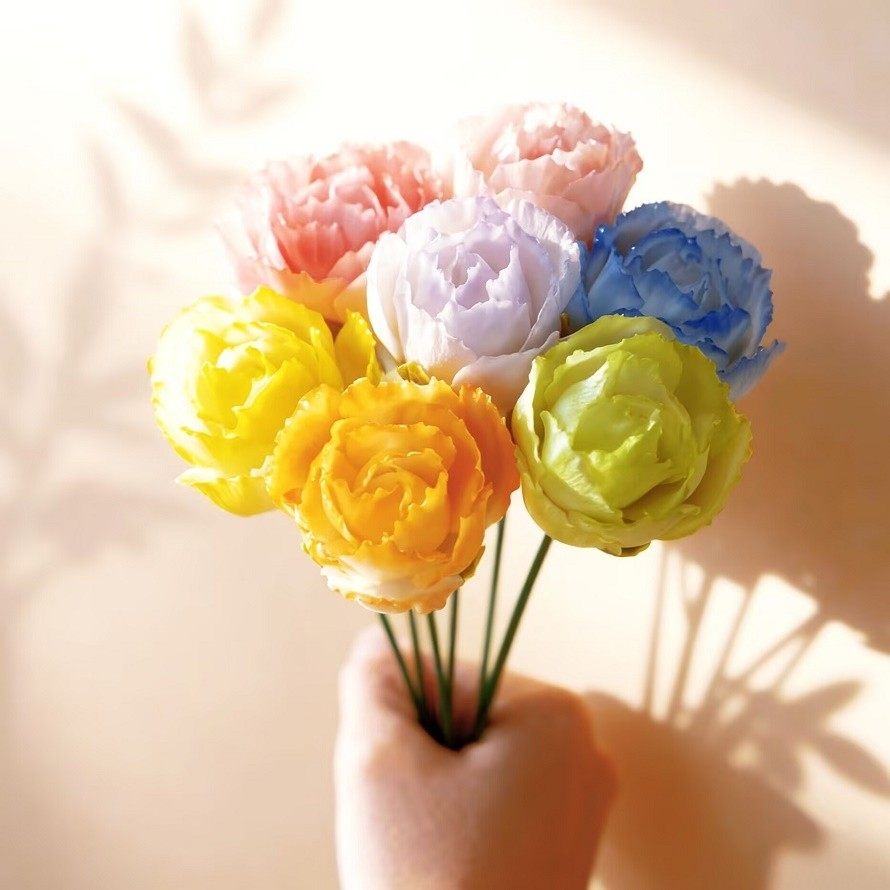 手工陶瓷牡丹花苞彩色仿真花束餐厅办公室插花瓶摆件节日送礼高级,家居饰品,装饰摆件,淘宝优惠券,粉丝福利购,淘宝优惠卷