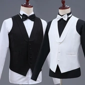 男士 西服套装 马甲黑白款 修身 现货棉 演出服主持司仪演讲舞台装 新款