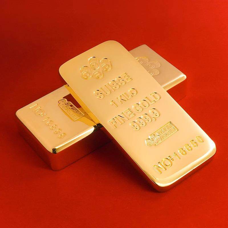 仿真金条1000g瑞士金条庞博板料金一千克投资金砖金块假金条摆件
