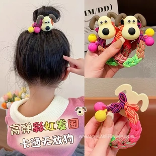儿童头绳草莓熊敌狗公仔女童编织发绳扎头发不伤发彩色皮筋发圈吴