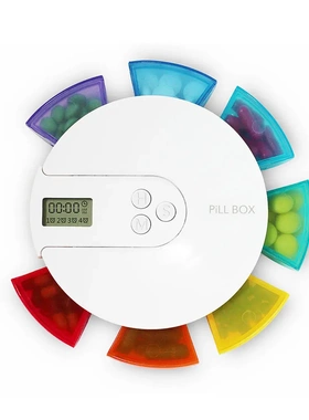 智能小药盒大声老人吃药提醒器定时电子药盒闹钟语音便携分装7天