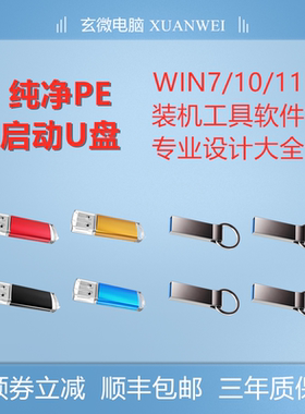 装机U盘启动纯净PE纯净系统WIN7/10/11常用办公软件专业设计软件