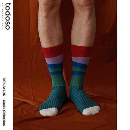 todoso socks BYPLAYERS中筒彩色精梳棉袜子男女