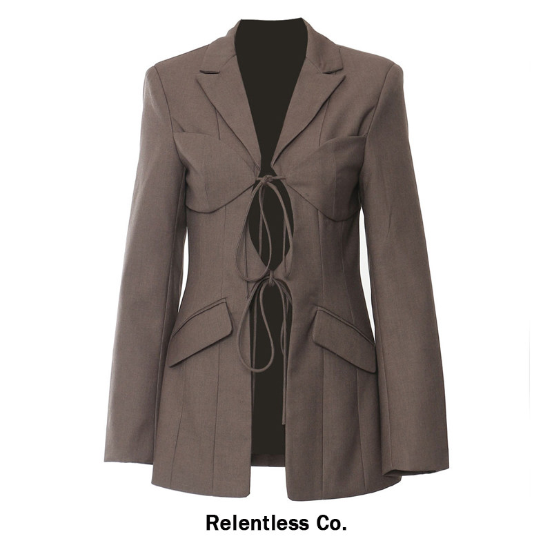 Relentless欧洲站设计感镂空绑带收腰西装女外套2026秋季新款