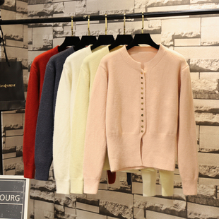 秋冬新款温柔针织开衫女外套纯色百搭高级感毛衣收腰别致打底上衣