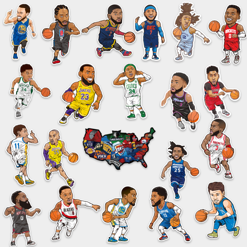 nba球星詹姆斯科比动漫贴画笔记本电脑旅行箱手机壳水杯滑板贴纸