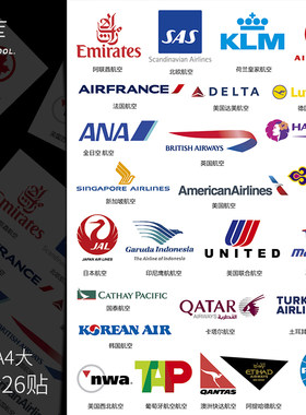 航空公司行李箱贴纸个性手机电脑拉杆旅行箱贴防水潮牌箱子贴画34