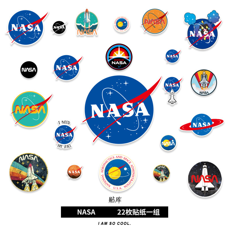 大张美国国家航天局NASA标志贴画笔记本电脑手机平板旅行箱子贴纸
