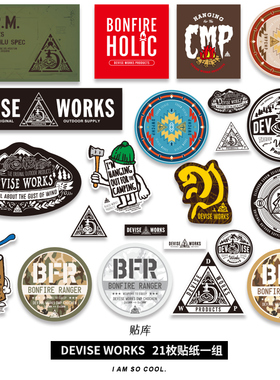 日本户外DEVISE WORKS品牌贴纸笔记本电脑行李箱手机水杯头盔贴画