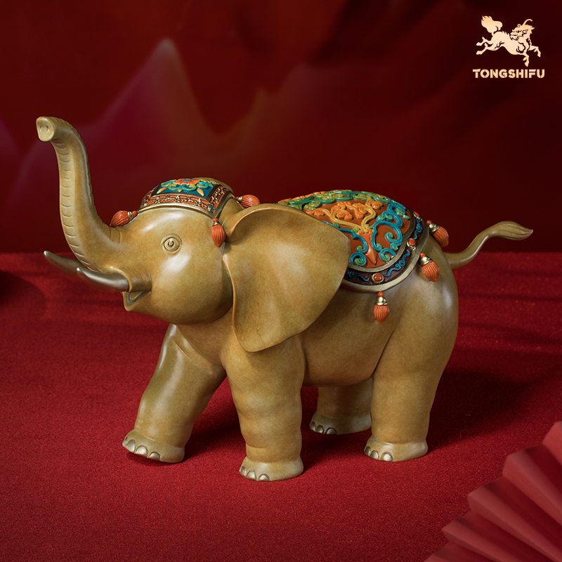 铜师傅祥气盈门新中式铜大象摆件