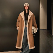 繁花小众设计穿宽松阔版 休闲立领中长加绒加厚大衣YS1 CP77495