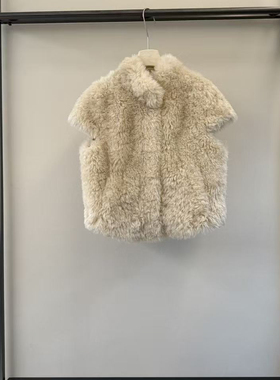 繁花家冬季新款半袖设计感不显臃肿简约减龄毛毛外套背心25829