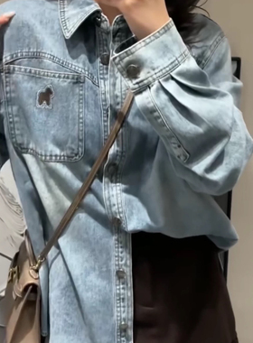 繁花小马刺绣休闲牛仔衬衫59B1189