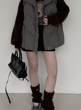 繁花冬上新韩系立领单排扣口袋百搭羽绒马甲80833