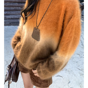 含100绵羊毛 现现梦幻渐变保暖毛衣 A2057 浪漫网红爆款 繁花阳