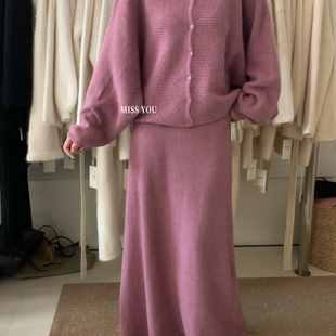 含15.1绵羊毛 3520 保暖毛衣 繁花店正反两穿圆领排扣蝙蝠袖