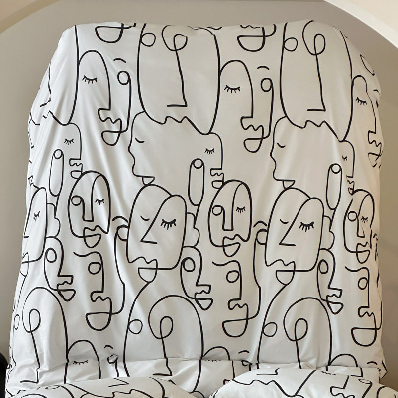 【宅姿势】抽象黑白线条 全棉斜纹40支极简民宿风床上用品4件套AQ