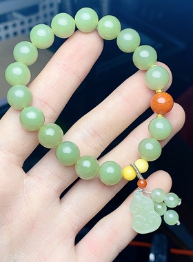玉阅珠宝新中式和田玉南红手链