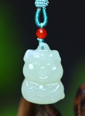 精致和田玉抱钱猪吊坠男女款