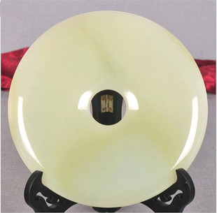 正品A货阿富汗白玉平安扣摆件 大号平安扣和氏璧玉石摆件春款颈