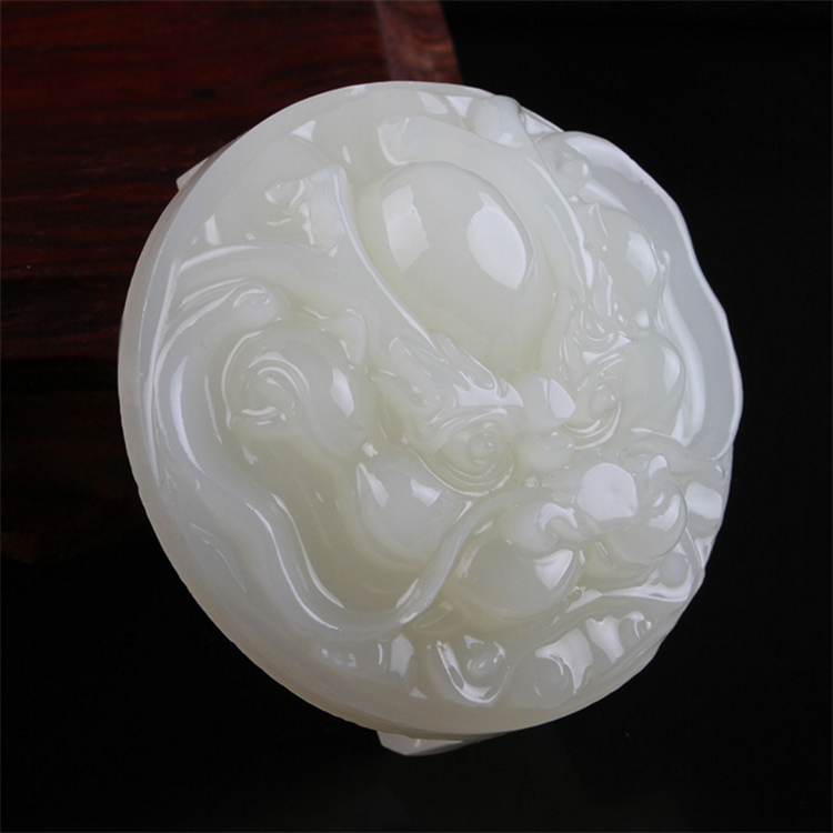 生肖龙皮带扣 男款阿富汗白色玉皮带扣