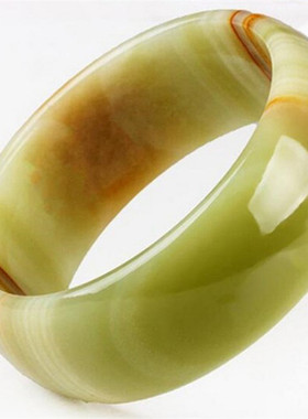 加宽加厚条纹玉镯饰品情侣手环