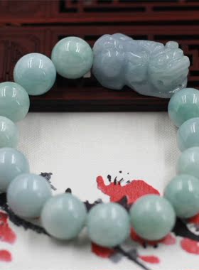 天然缅甸翡翠雕刻玉珠链手串包邮