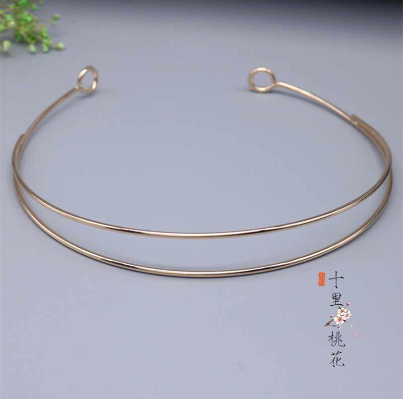 SHILI 복숭아 꽃 머리핀 액세서리 2*140MM 순수 구리 더블 와이어 헤어 밴드 신부 크라운베이스 DIY 쥬얼리 필름