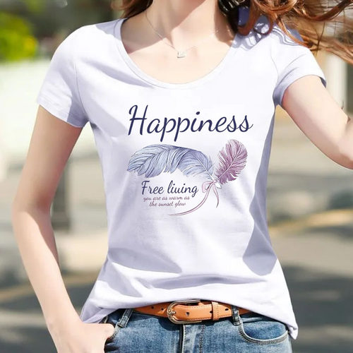 短袖韩版印花纯棉夏季女T恤