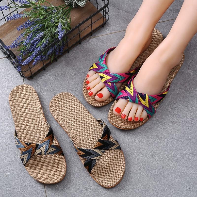 家居拖鞋男女亚麻拖鞋情侣款春夏秋季室内拖鞋地板防滑居家凉拖鞋