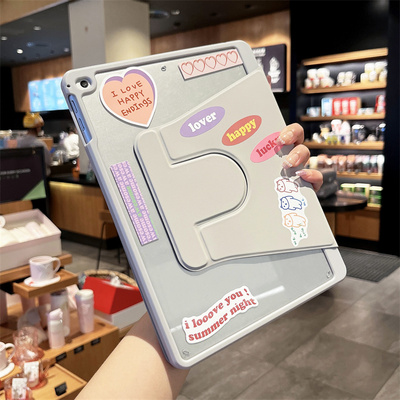 360旋转亚克力笔槽适用苹果iPad9/8/7保护套ipd5第10代10.9寸2022新款10.2/9.7防弯pro11平板air543硬壳mini6