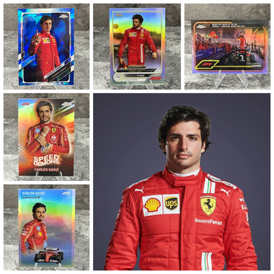 卡洛斯赛恩斯正版F1方程式赛车topps卡片收藏银折法拉利车队包邮