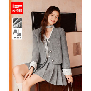 法式 新款 甜美高智芭蕾风浪漫少女气质上下套裙 爱依服2025冬季 IEF