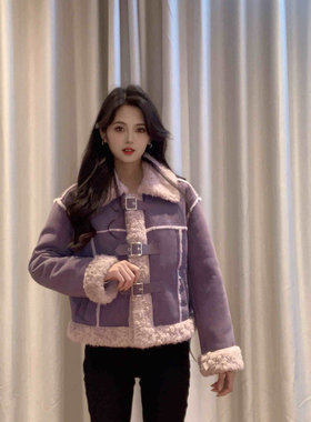 IEF/爱依服2024新款冬季时尚百搭短款气质亮面皮外套D0348-