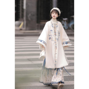 荟萃阁原创【绒绒】汉服女明制方领对襟衫马面裙加厚加绒刺绣冬款