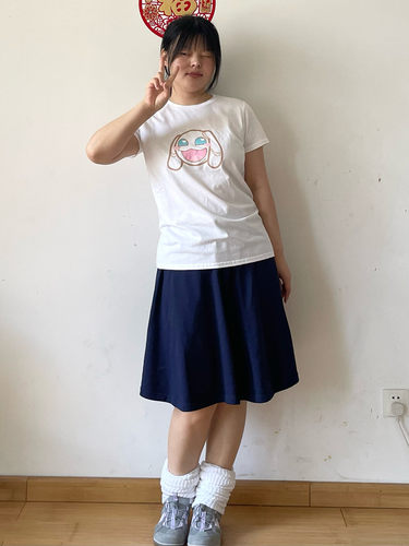 短袖可爱快乐纯棉女舒适