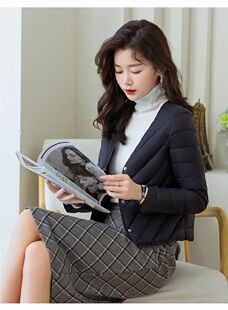 品牌春秋冬防跑绒羽绒内胆v领修身女修身轻薄短款冬季打底内搭