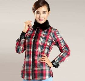 樱知叶品牌女士羽绒服内胆羽绒格子外套真毛领可拆卸圆领休闲修身