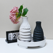 简约现代时尚 饰花 沙釉磨砂哑光黑白工艺品艺术陶瓷花瓶花器摆件装