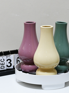 桌面陶瓷家居装饰INS几何风奶油简约工艺品抽象花瓶摆件现代小花