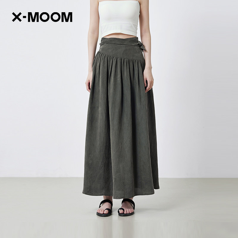 X--MOOM铜氨腰头绑带垂感半身裙