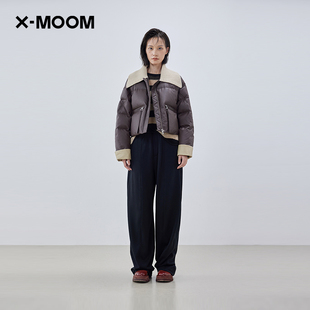 商场同款 环保蛋白皮针织翻领短款 新款 羽绒服 MOOM2024冬季