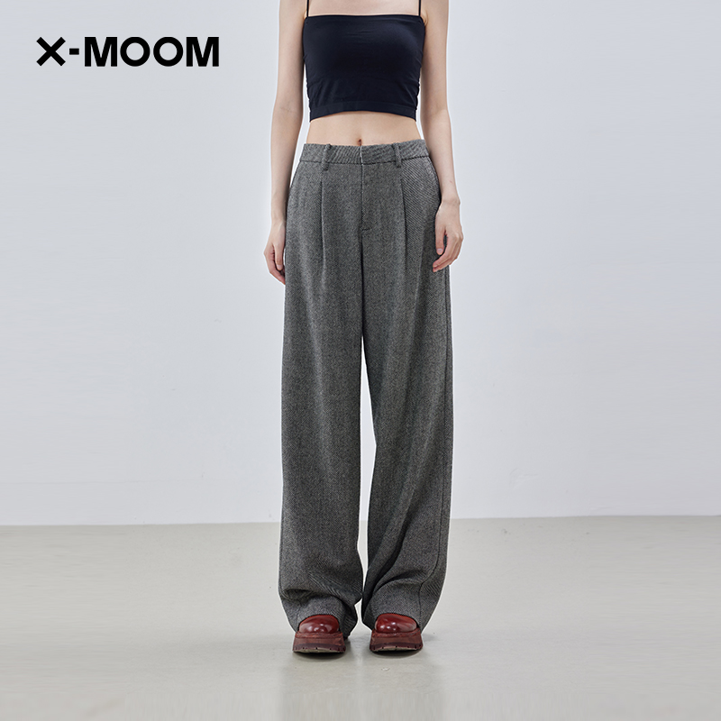 xmoom羊毛混纺直筒显瘦休闲裤